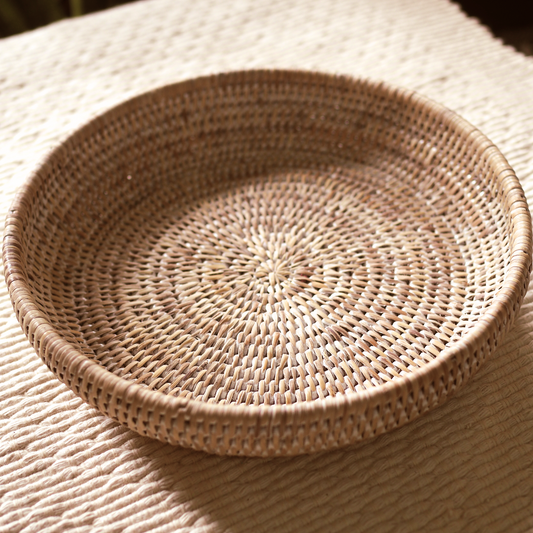 Coq and Malai Rattan Round Bowl For Bread