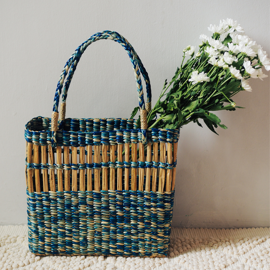 Coq and Malai Weekend Reed Handbag With Reed Handle